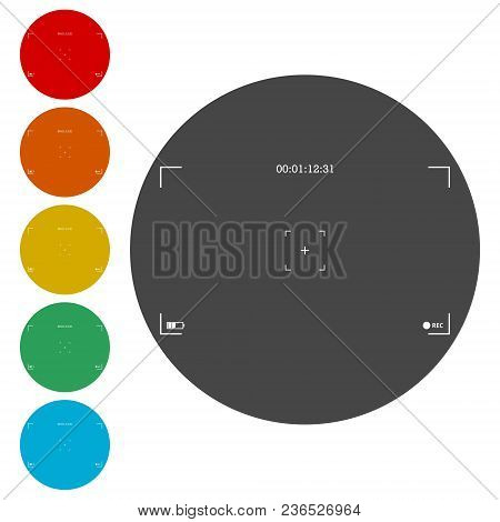 Camera Viewfinder, Simple Illustration On Circle, Set