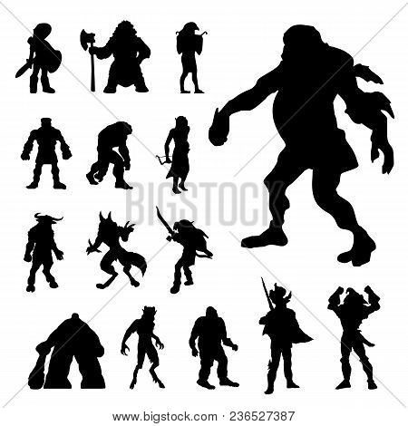 Warrior Knight Ancient Soldier Cosplayer Fight Man Armor Silhouettes Vector