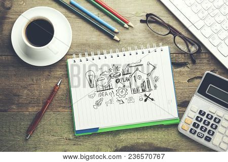 Sketching Good Ideas With Keyboard And Stationary On Tale