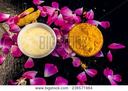 Haldi Ubtan With All Its Ingredients I.e. Milk And Gram Flour With Rose Petals Helps To Remove The B