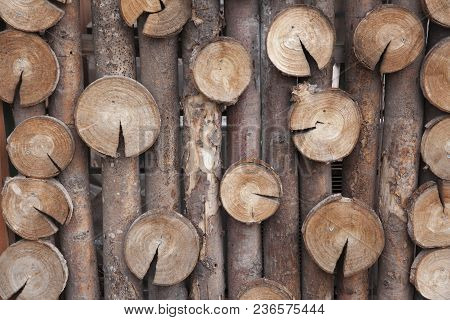 Clopse Up, Background Of Old Wooden Logs