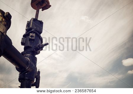 Oil well in Ayoluengo de la Lora, Burgo Province, Castilla Leon, Spain.