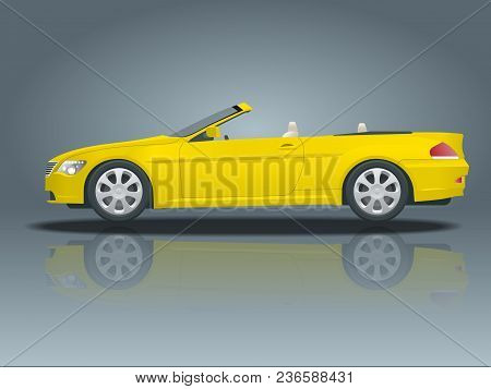 Transfer, Cabriolet Car. Cabrio Coupe Vehicle Template Vector Isolated On White. View Side. All Elem