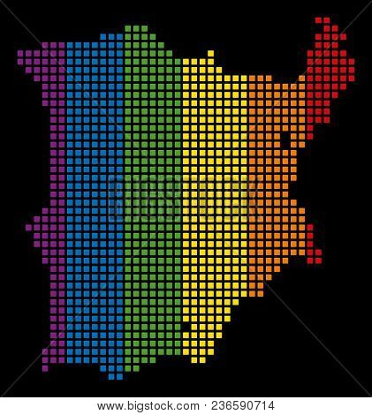 Color Vector Abstract Collage Of Koh Samui Map Composed Of Rounded Square Pixels. Vector Homosexual 