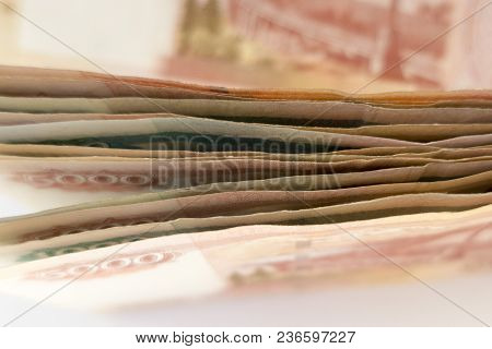 Thousand And Five Thousandth Notes Of Russian Rubles Close-up