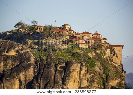 Close-up View Of The Great Meteoron Monastery, The Biggest And Oldest In Meteora, Greece