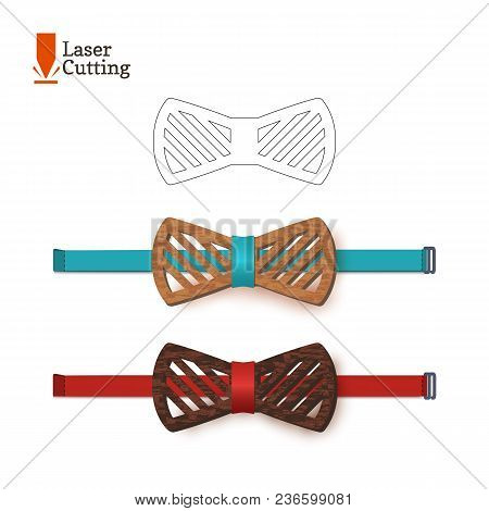 Laser Cut Bow-tie Template. Vector Silhouette For Cutting A Bow Tie On A Lathe Made Of Wood, Metal, 