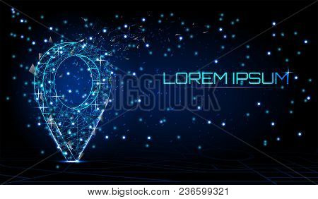 World Pin. Business Concept, Vector Polygonal Image In The Form Of A Starry Sky Or Space, Consisting