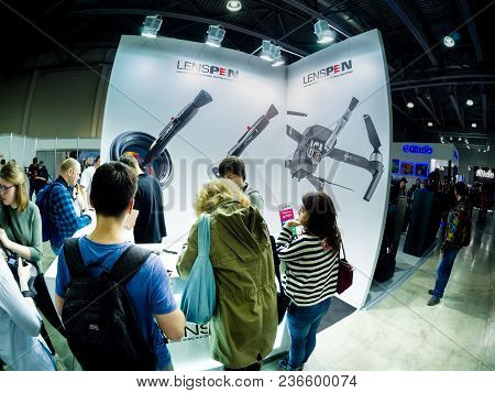 Moscow, Russia - April 13, 2018: Booth Of Lenspen Company At Photoforum 2018 Trade Show And Exhibiti