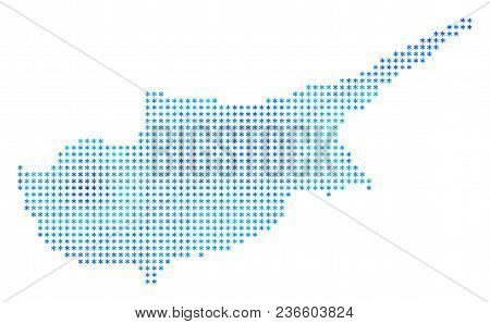 Icy Cyprus Map. Vector Geographic Map In Blue Ice Colors. Vector Mosaic Of Cyprus Map Constructed Of