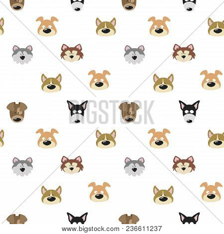 Seamless Pattern With Cute Dogs. Vector Illustration.