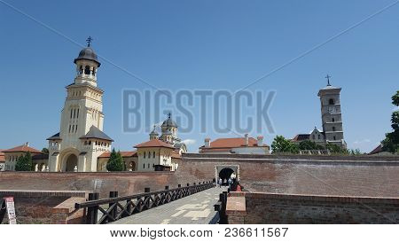 Alba Iulia, Romania, July 22, 2017: Citadel, Alba Iulia Fortress Complex,transylvania,romania