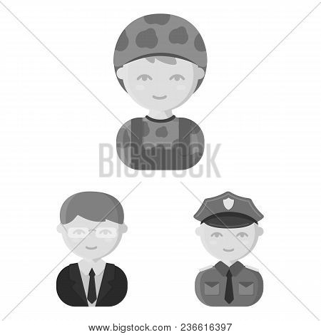 People Of Different Professions Monochrome Icons In Set Collection For Design. Worker And Specialist