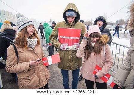 January 28, 2018, Russia, Rostov-on-don. The Meeting Strike Of Voters Directed Against The Elections