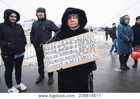 January 28, 2018, Russia, Rostov-on-don. The Meeting Strike Of Voters Directed Against The Elections
