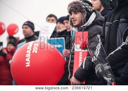 January 28, 2018, Russia, Rostov-on-don. The Meeting Strike Of Voters Directed Against The Elections