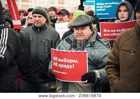 January 28, 2018, Russia, Rostov-on-don. The Meeting Strike Of Voters Directed Against The Elections