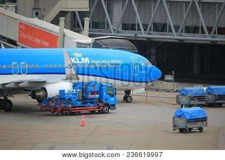 Amsterdam Airport Schiphol  The Netherlands -  April 14th 2018: Ph-bxt Klm Royal Dutch Airlines Boei