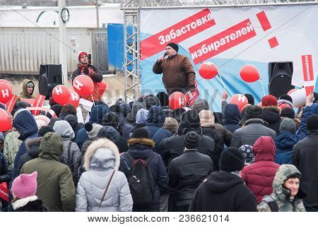 January 28, 2018, Russia, Rostov-on-don. The Meeting Strike Of Voters Directed Against The Elections