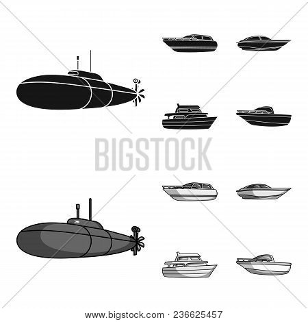 A Military Submarine, A Speedboat, A Pleasure Boat And A Spirit Boat.ships And Water Transport Set C