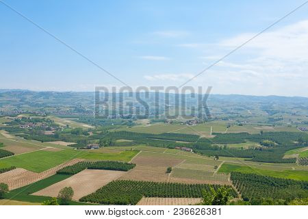 Beautiful Italian Landscape. Vineyards From Langhe Region,italy Agriculture. Unesco World Heritage S