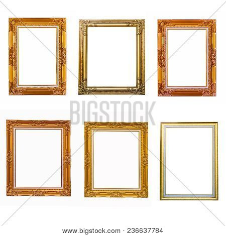 Antique Gold Frame On Isolated Background,mix Antique Gold Frame,many Gold Frame