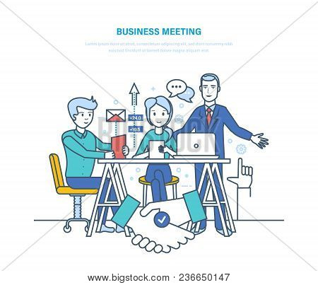 Business Meeting. Corporate Partnership Meeting, Cooperation Negotiations. Discussion Of Business St