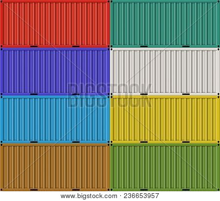 Cargo Shipping Containers For Freight Transport And Logistics. Freight Shipping, Stacked Cargo Conta