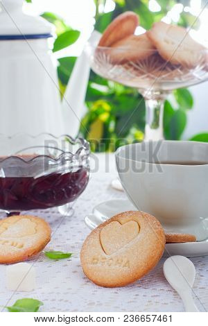 Homemade Shortbread Cookie With The Inscription In Russian 