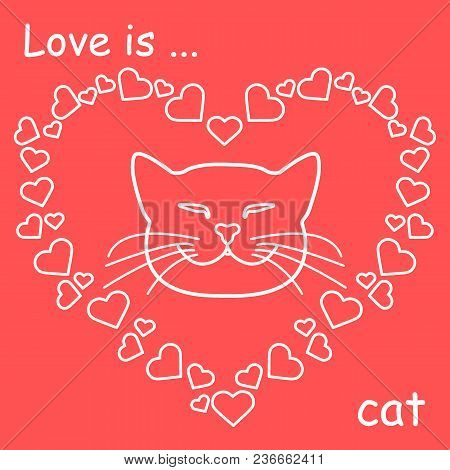 Many Hearts And Cute Cat Valentine's Day