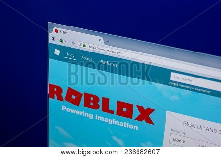 Ryazan, Russia - April 16, 2018 - Homepage Of Roblox Website On The Display Of Pc, Url - Roblox.com