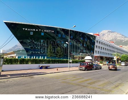 27 September 2017, Goynuk, Turkey. The Central Street With A Large Hotel Transatlantik In Shape Of S