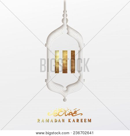 Ramadan Vector Background. Effect Of The Cut Paper With The Embossed Arabic Calligraphic Text Of Ram