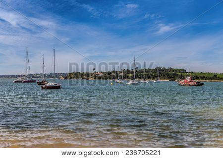 Yachts Ships In The Bay Of The River Alvor. Portugal
