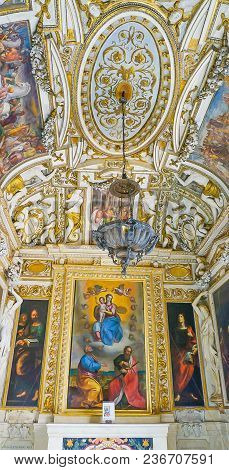 Rome, Italy- October 10, 2017:  The Baroque Style Chapel In The Musei Capitolini Dedicated To Mary A