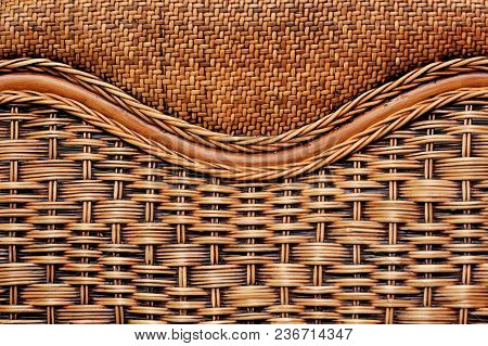 Texture Of Wicker  Furniture Of Rattan, Brown Rattan Handmade Texture With Wavelike Ornament,