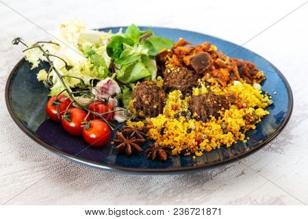 Moroccan beef kefta meatballs meatball and semolina