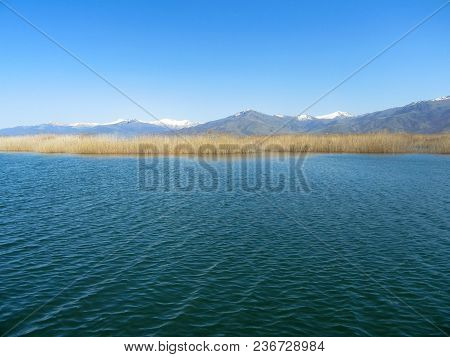 Landscape Of Little Prespa Lake, Municipality Of Devol, Greece.