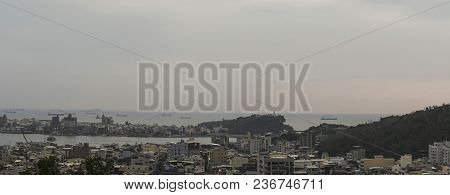 The Landcape Of Cijin Island Of Kaohsiung City, Taiwan. With Many Buildings And Cihou Lighthouse In 