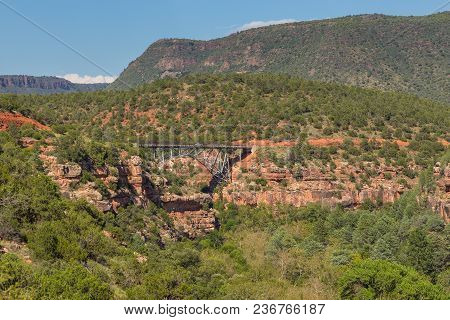 View Of The Midgley Bridge Over Wilson Canyon Near Sedona, Arizona, Usa.