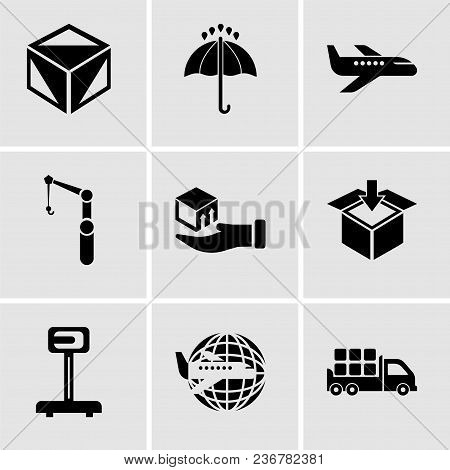 Set Of 9 Simple Editable Icons Such As Boxes Storage For Delivery Inside A Truck Box From Back View,