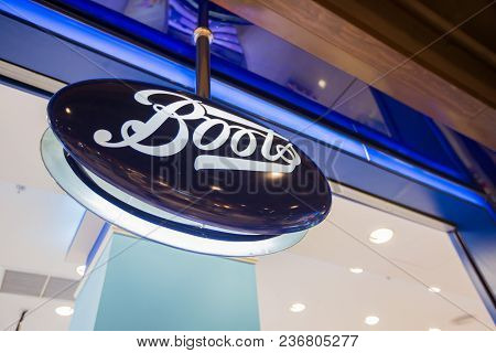 Chiangmai, Thailand - June 16, 2017 : Boots Chemist Logo Advertising Sign Outside One Of Its Retail 