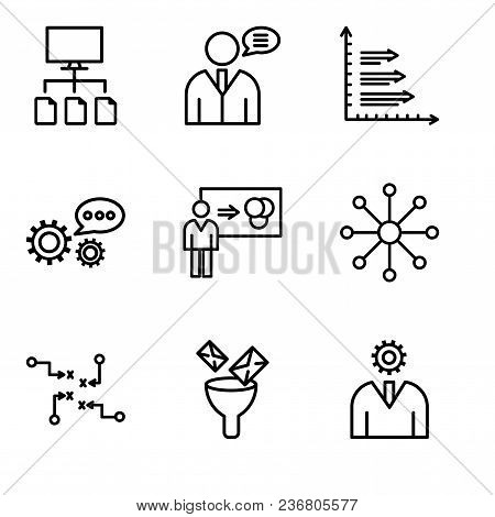 Set Of 9 Simple Editable Icons Such As User Interface, Mail Funneling, Strategy Sketch, Balancing Da