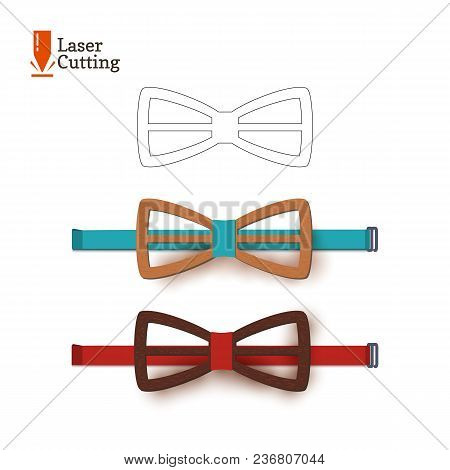 Laser Cut Bow-tie Template. Vector Silhouette For Cutting A Bow Tie On A Lathe Made Of Wood, Metal, 