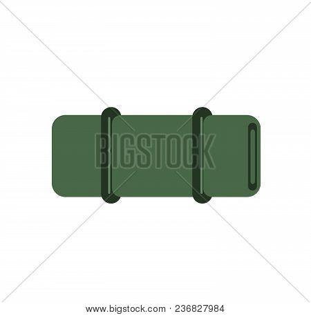 Green Outdoor Camping Mattress. Vector Flat Icon Illustration, Isolated Image On White Background.