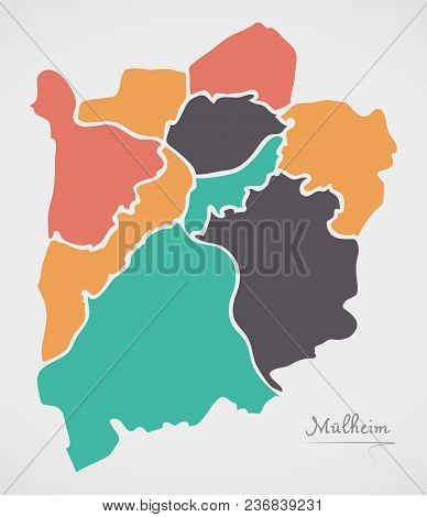 Mulheim Map With Boroughs And Modern Round Shapes