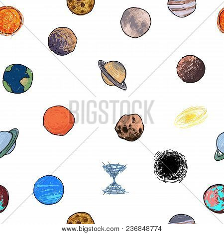 Seamless Texture With The Image Of The Planets