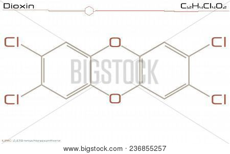 Large And Detailed Infographic Of The Molecule Of Dioxin.