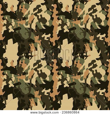 Camouflage Vector Pattern - Seamless Military Camo Fashion Fabric Background.