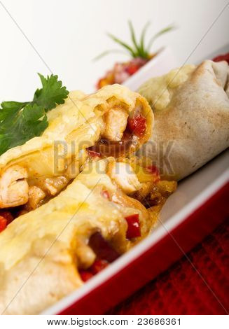 Kyckling och ost Burritos & Salsa